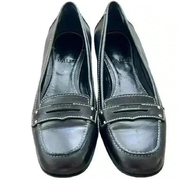 BALLY  BLACK LEATHER LOAFERS SIZE 39 - Picture 1 of 14